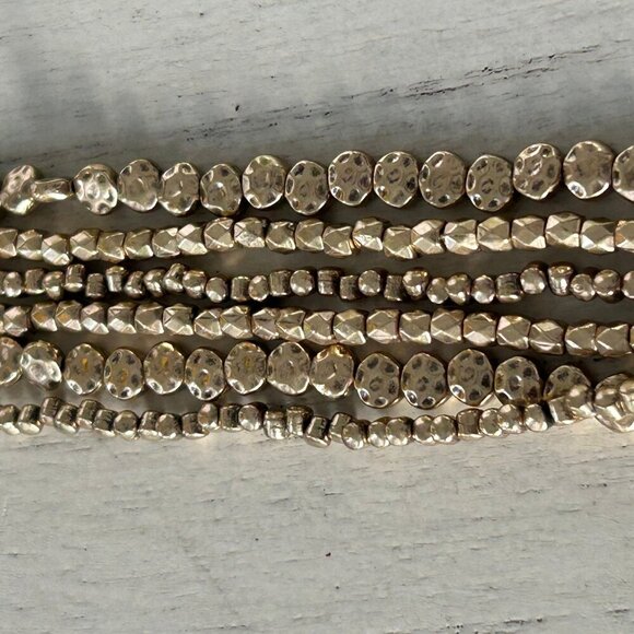 NWT Lucky Brand Gold-Tone Multi-Strand Textured Bead Necklace - Picture 8 of 10